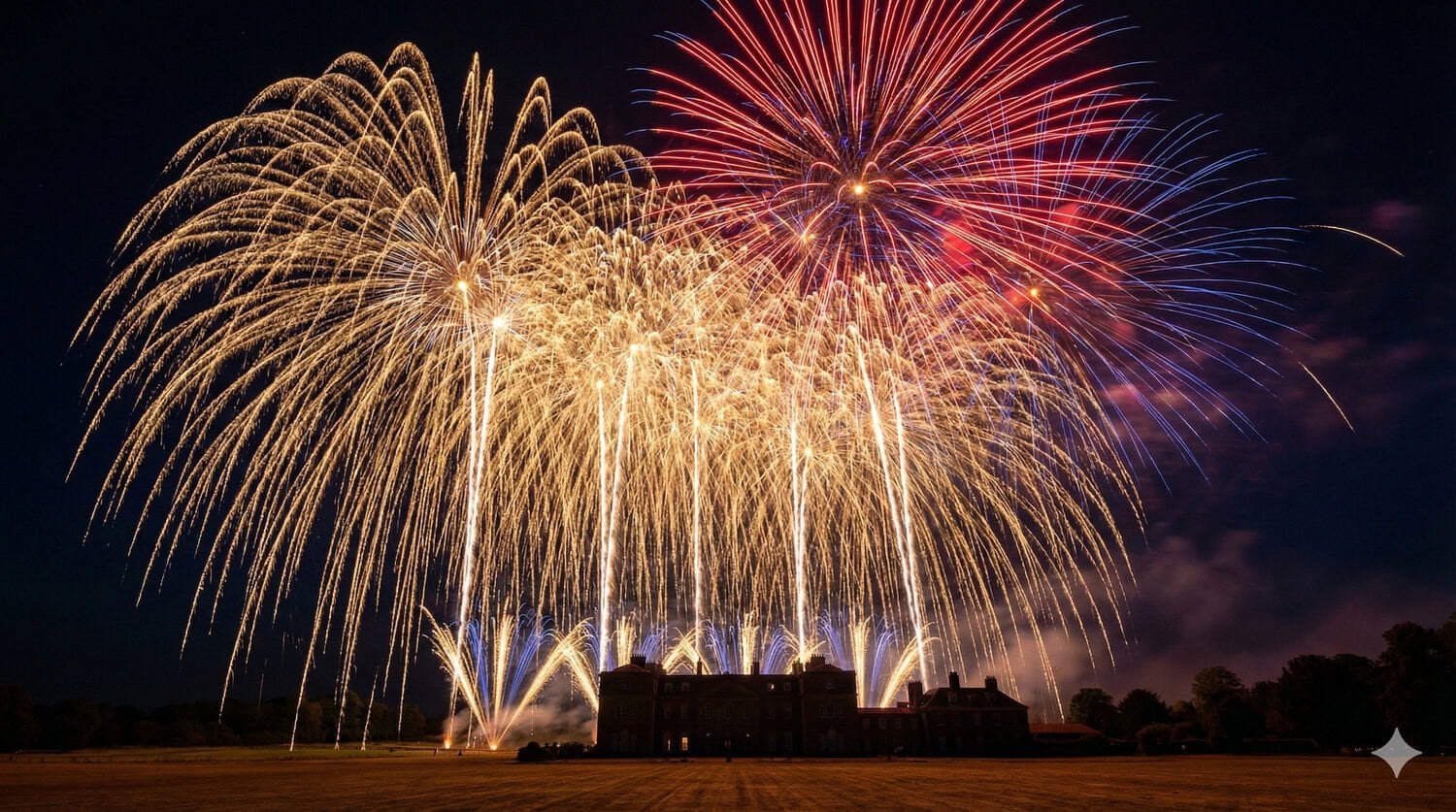 Velký ohňostroj ilustrace - končí pyrotechnika F3